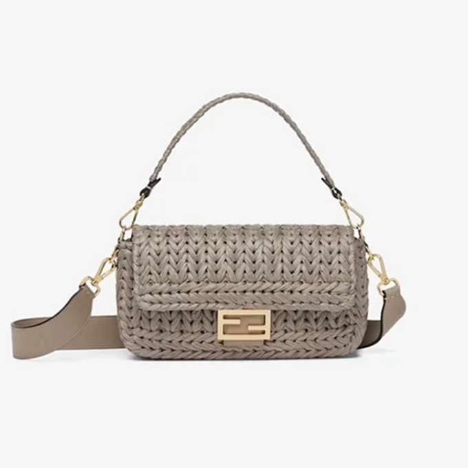 fendi baguette handmade raffia shoulder bag